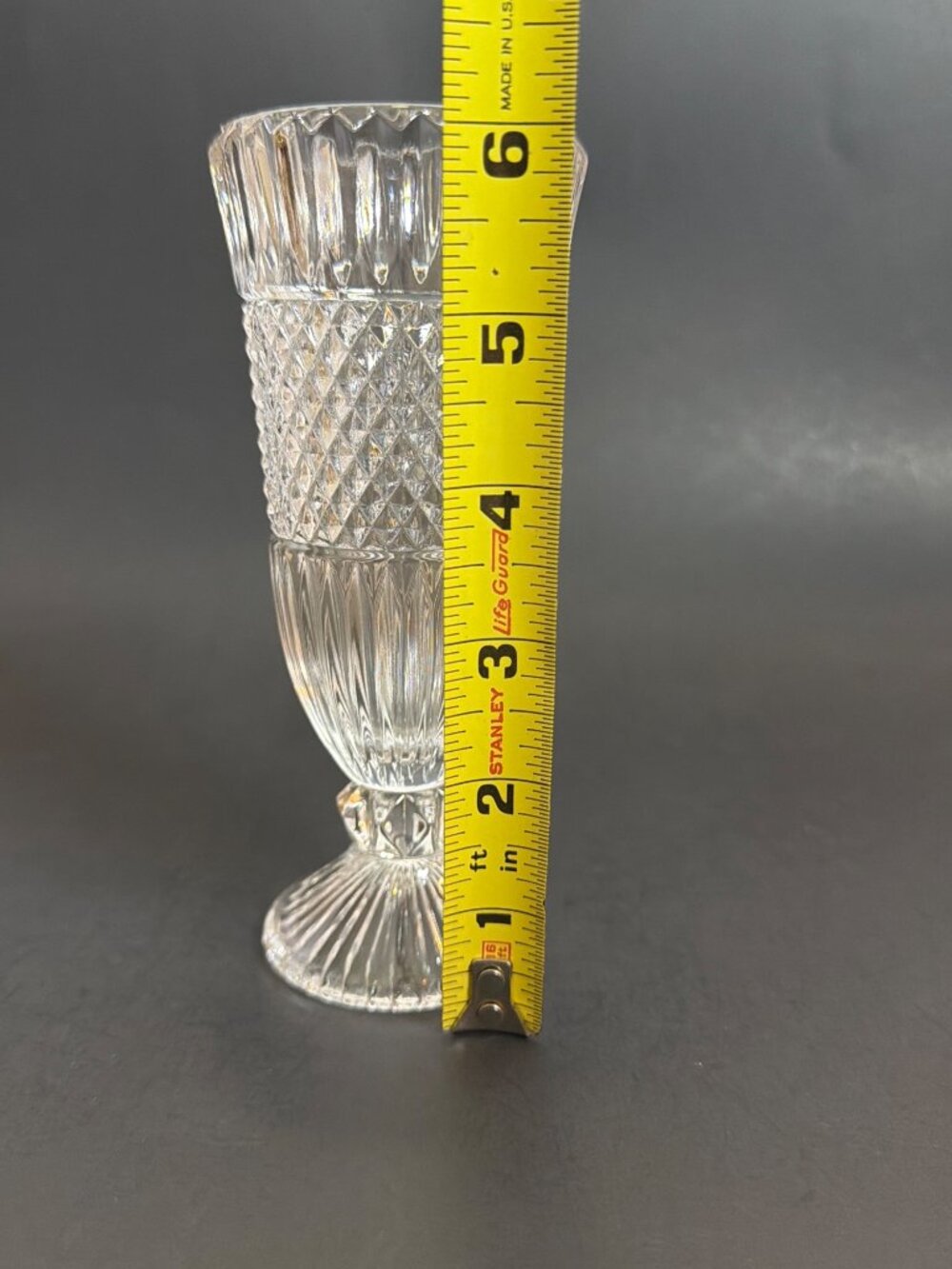 Vintage 1980s Fostoria Leonardo Clear Lead Crystal Footed Bud Vase USA MCM 6.25" - Picture 4 of 9